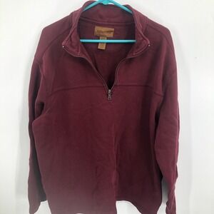 St. Johns Bay Sweater Mens XL Burgundy‎ 1/4 Zip Mock Neck
